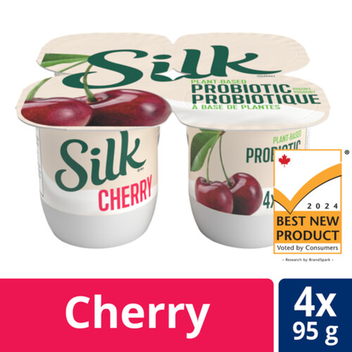Silk Plant-Based Probiotics Yogurt Cherry Smooth 4 x 95 g