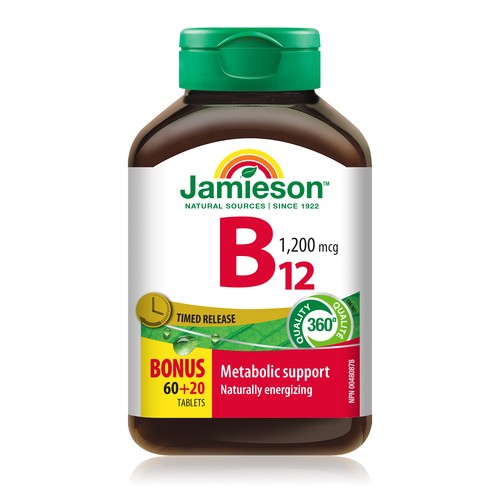 Jamieson Vitamin B12 Supplements Time Release Tablets 80 Count