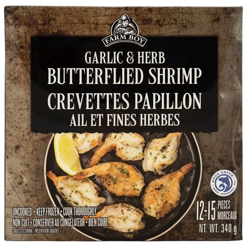 Farm Boy Frozen Appetizer Butterflied Shrimp Garlic & Herb 340 g