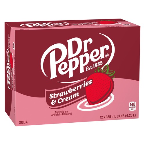 Dr Pepper Soda Strawberries & Cream 12 x 355 ml (cans)