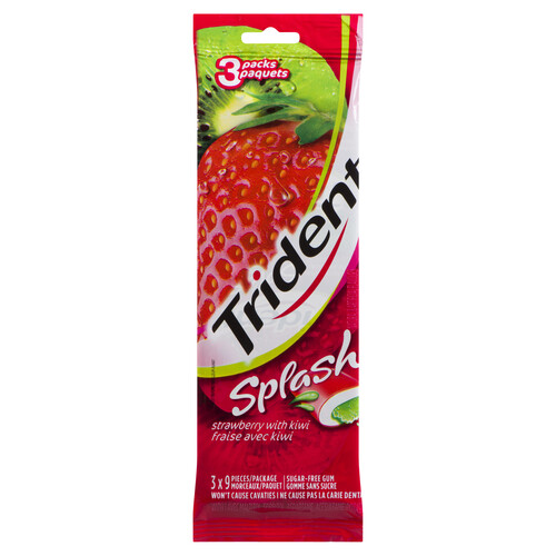 Trident Gum Sugar Free Strawberry Kiwi Splash 3 Pack