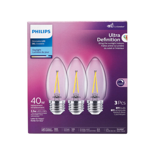 Philips Light Bulbs LED 40W Chandelier Daylight 3 EA