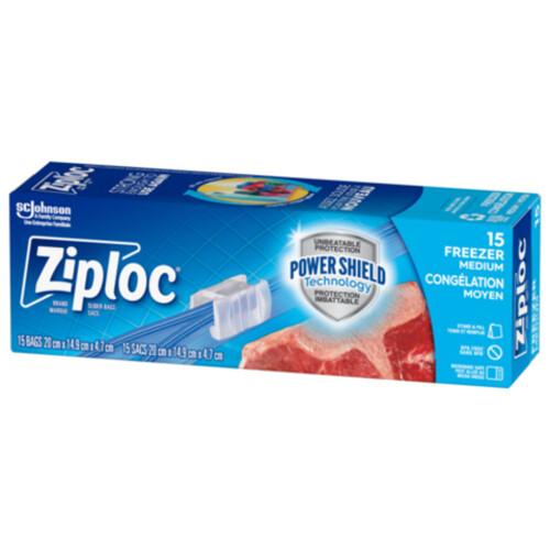 Ziploc Slider Freezer Bags Power Shield Technology Medium 15 Bags