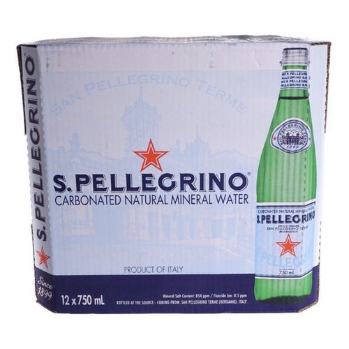 San Pellegrino Carbonated Mineral Water 12 x 750 ml (bottles)