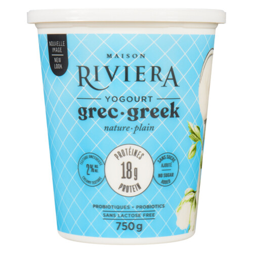 Riviera 2% Greek Yogurt Plain No Sugar Added 750 g