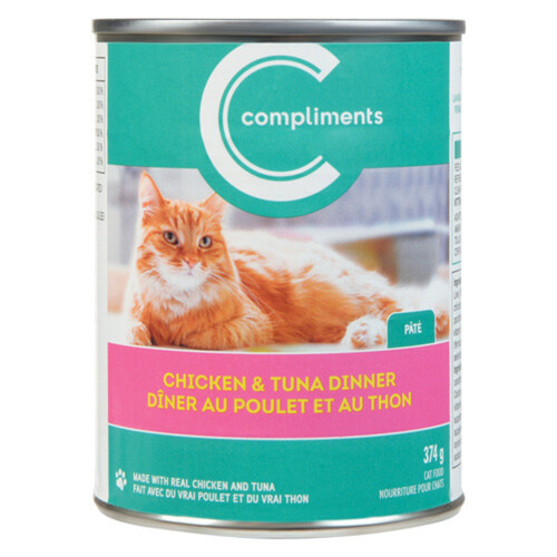 Compliments Wet Cat Food Pate Chicken & Tuna Dinner 374 g