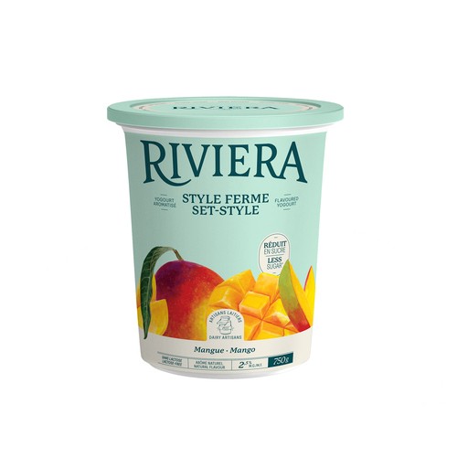 Riviera Less Sugar 2.5% Yogurt Set Style Mango 750 g