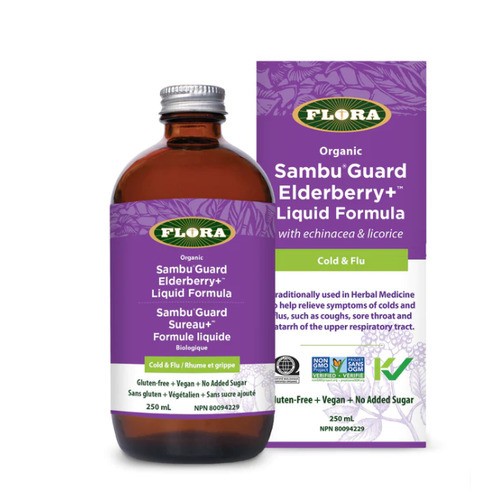 Flora Organic Sambu Guard Liquid Formula Elderberry+ Cold & Flu 250 ml