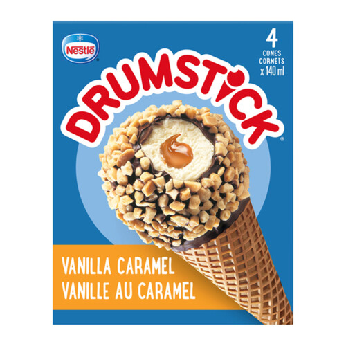 Nestlé Drumstick Frozen Dessert Cones Vanilla Caramel 4 x 140 ml