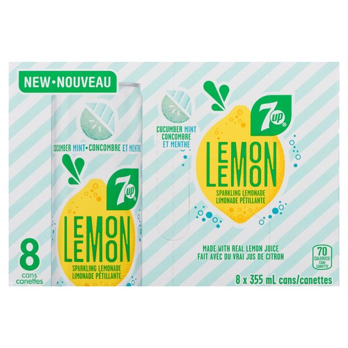 7Up Lemon Lemon Sparkling Lemonade Cucumber Mint 8 x 355 ml (cans)