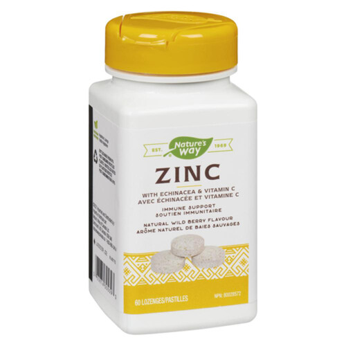 Nature's Way Zinc With Echinacea & Vitamin C Lozenges Wild Berry 60 Count