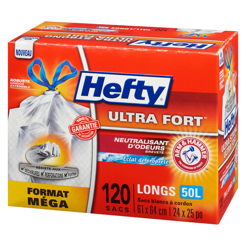 Hefty Ultra Strong Drawstring Garbage Bags White Tall 120 Bags
