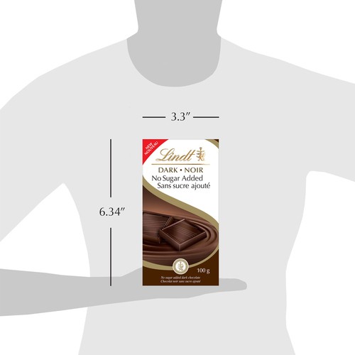 Lindt Chocolate Bar No Sugar Added Dark 100 g