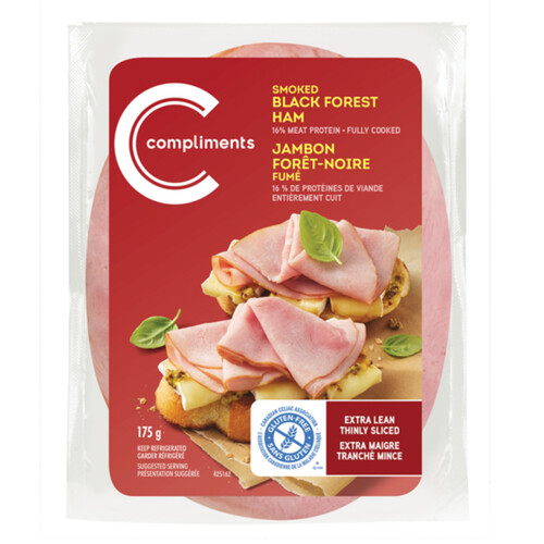 Compliments Gluten-Free Thin Sliced Meat Smoked Black Forest Ham 175 g