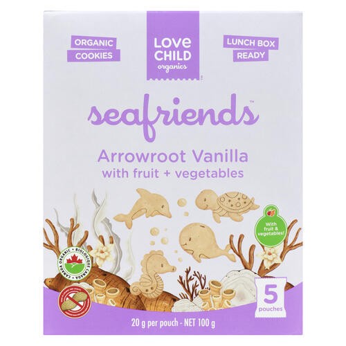 Love Child Organics Seafriends Infant Food Cookies Arrowroot Vanilla 100 g