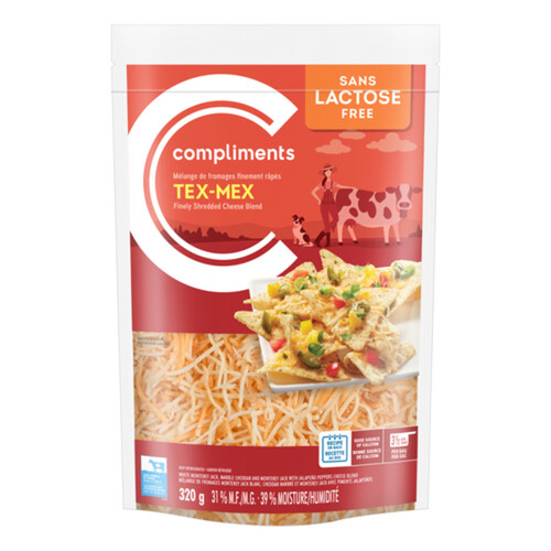 Compliments Lactose-Free Shredded Cheese Tex-Mex 320 g