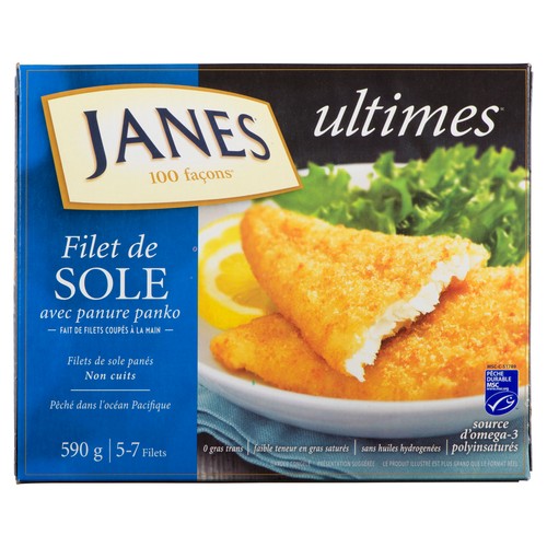 Janes Frozen Fillet Of Sole Panko Breaded 590 g