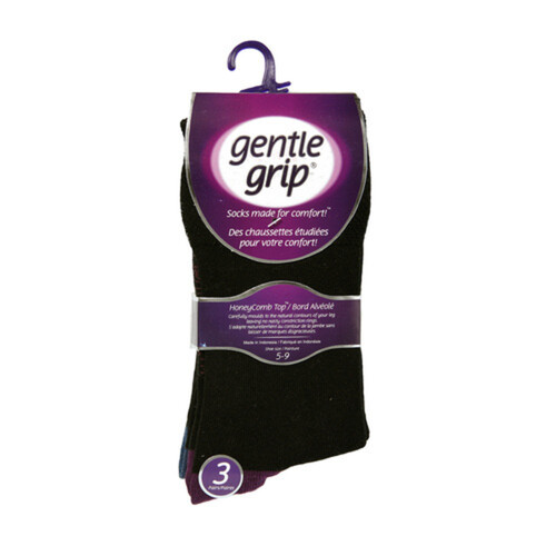 Gentle Grip Women's Heel Toe Socks Black Size 5-9 3 EA - Voilà
