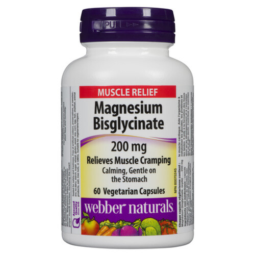 Webber Naturals Magnesium Bisglycinate Vegetarian Capsules 60 Count