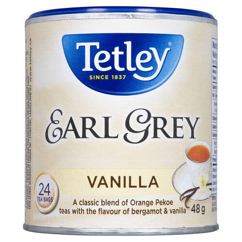 Tetley Tea Earl Grey Vanilla Orange Pekoe 24 Tea Bags 