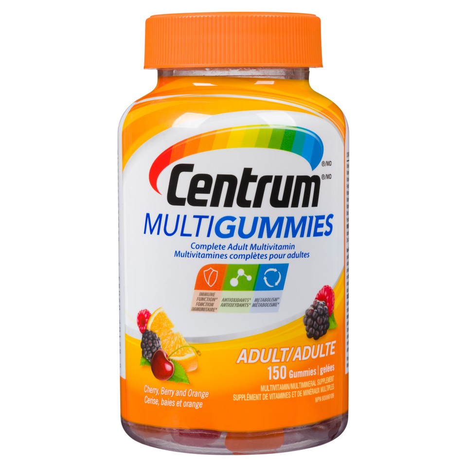 Centrum Multigummies Multivitamin Adult Cherry Berry Orange 150 Count ...