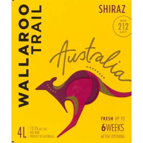 Wallaroo Trail Australia Red Wine Box Aromatic And Supple 13.5% Alcohol 4 L (bottles)