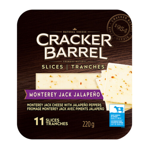 Cracker Barrel Sliced Cheese Monterey Jack Jalapeno 11 Slices 220 g