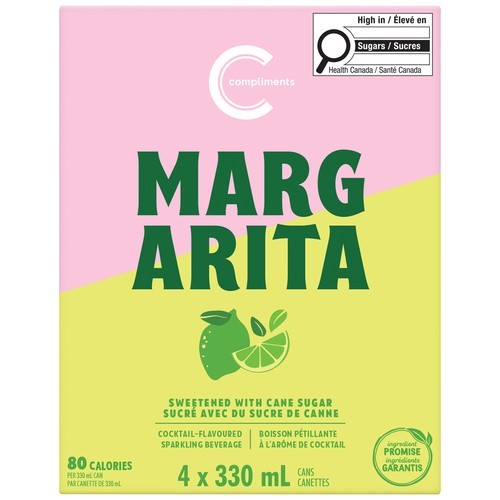 Compliments Sparkling Beverage Margarita Cocktail 4 x 330 ml (cans)