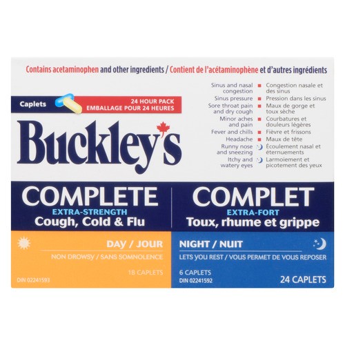 Buckley's Cold & Flu Day Night Combo Pack Extra Strength Caplets 24 Count