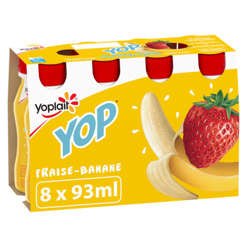 Yoplait Yop 1.5% Drinkable Yogurt Strawberry Banana 8x 93 ml