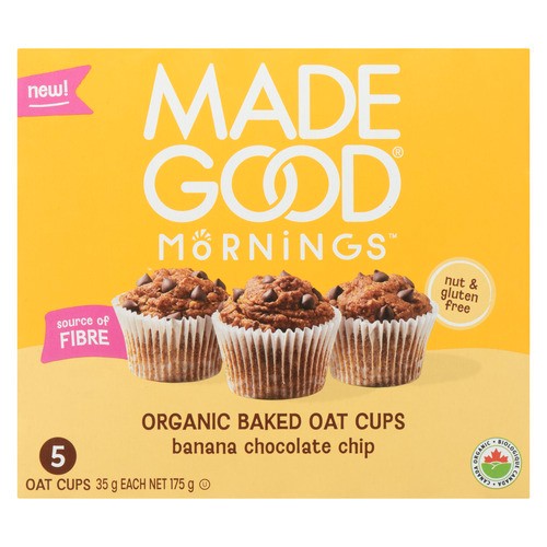 Made Good Mornings Organic Baked Oat Cups Banana Chocolate Chip 175 g