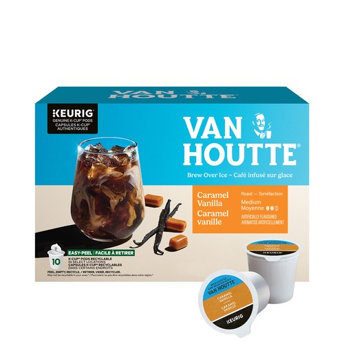 Van Houtte Coffee Pods Brew Over Ice Vanilla Caramel K-Cups 10 EA