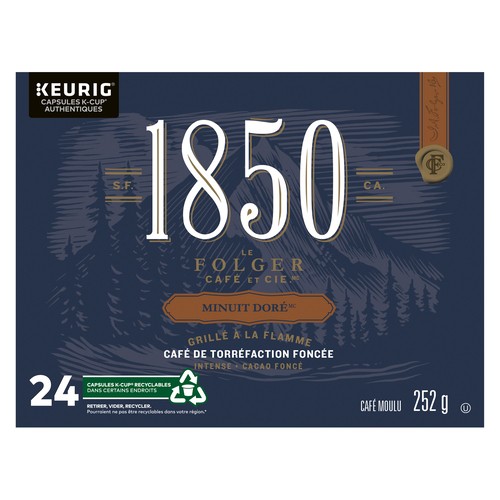 Folgers Coffee Pods 1850 Midnight Gold Fire-Roasted Dark Roast 24 K-Cups 252 g