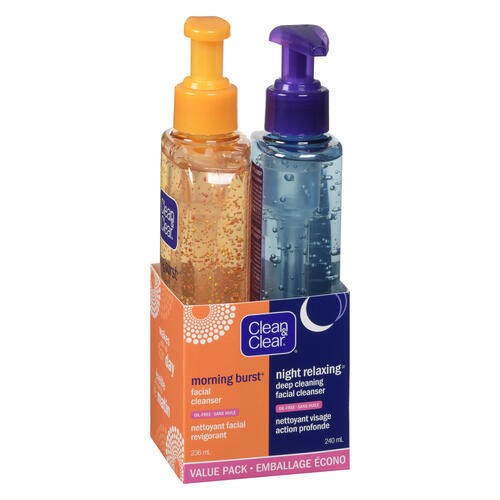 Clean & Clear Facial Cleanser Morning Burst Night Relaxing Deep Value Pack