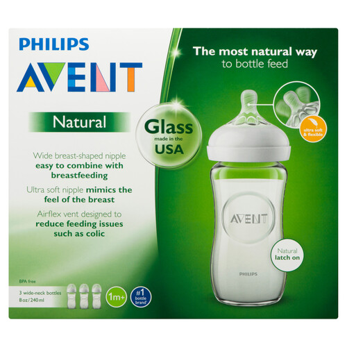Philips Avent Baby Bottle Natural Glass 3 Pack
