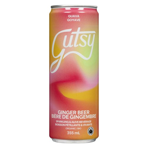 Gutsy Sparkling & Alive Beverage Guava Ginger Beer 355 ml