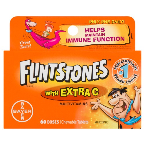 Flinstones Multivitamin Supplement Extra Vitamin C Chewable Tablets 60 Count