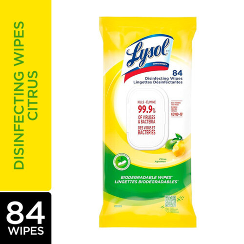 Lysol Disinfecting Wipes Citrus Flat Pack 84 Count