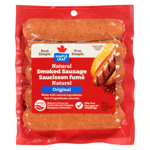 Maple Leaf Natural Smoked Sausage Original 375 g