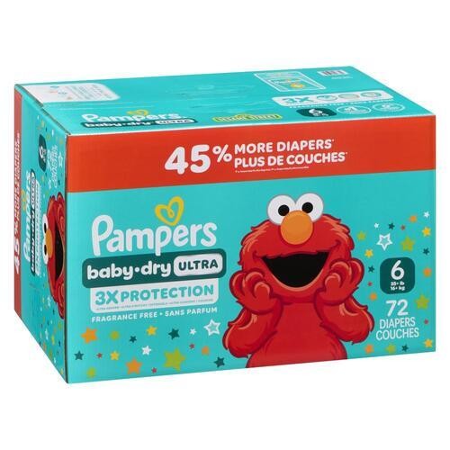 Pampers Baby-Dry Diapers Mega XL Ultra Size 6 72 Count
