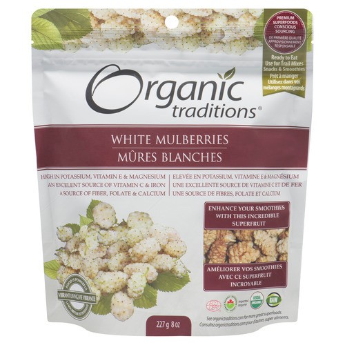 Organic Traditions Organic Dried White Mulberries 227 g