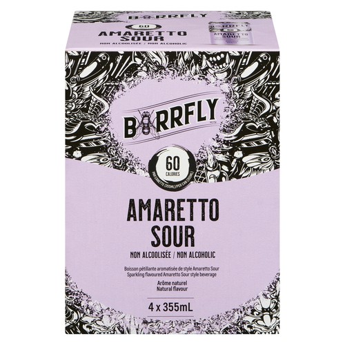 Barrfly Non Alcoholic Sparkling Beverage Amaretto Sour Style 4 x 355 ml (cans)