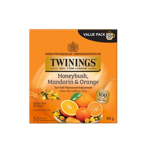 Twinings Flavoured Herbal Tea Honeybush, Mandarin & Orange 50 Tea Bags 