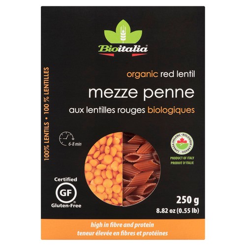 Bioitalia Organic Pasta Mezze Penne Red Lentil 250 g