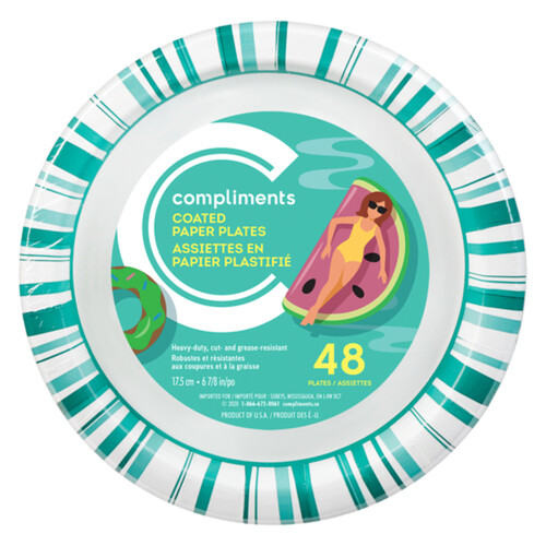 Compliments Decorated Paper Plates 7 Inch 48 Pack