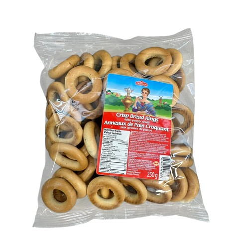 Dovgan Crisp Bread Rings Poppy Seed 250 g
