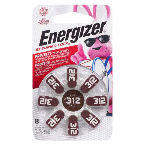 Energizer Size 312 Hearing Aid Batteries 8 EA