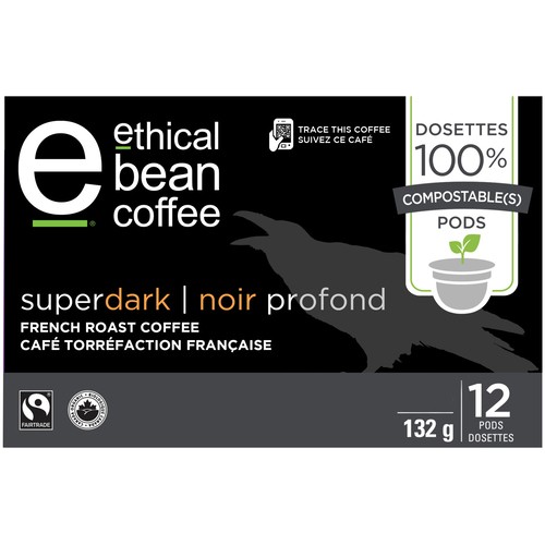 Ethical Bean Coffee Pods Super Dark French Roast 12 Single Serve 132 g