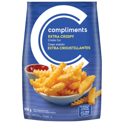 Compliments Frozen Crinkle Cut Extra Crispy Fries 650 g
