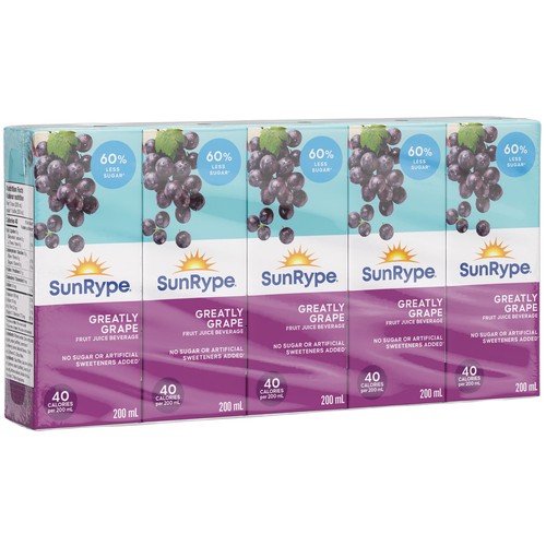 SunRype Juice Boxes Greatly Grape 5 x 200 ml